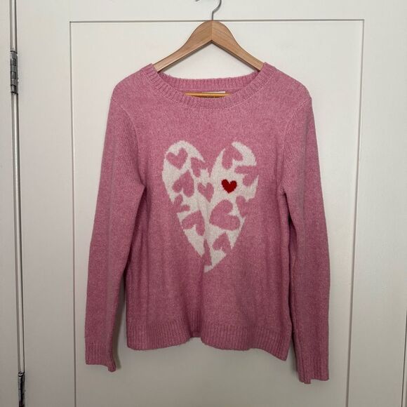 cupcakes & cashmere Sweaters - Cupcake And Cashmere Valentine’s Day Heart Sweater Sz M Pink Knit Pullover Love